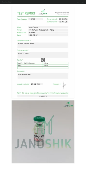 BPC-157 with Arginine Salt lab report